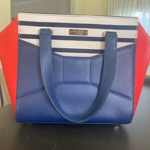 Kate Spade Navy and Red Striped Satchel